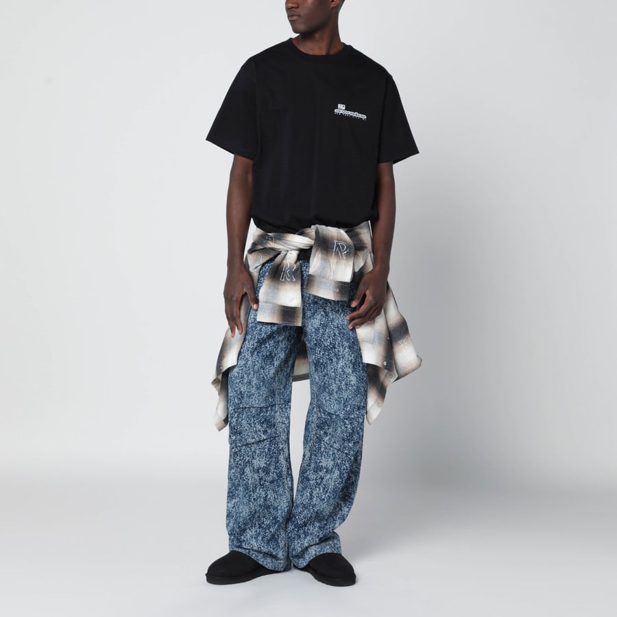 AWAKE NY T-shirt nera in cotone con logo, view 5