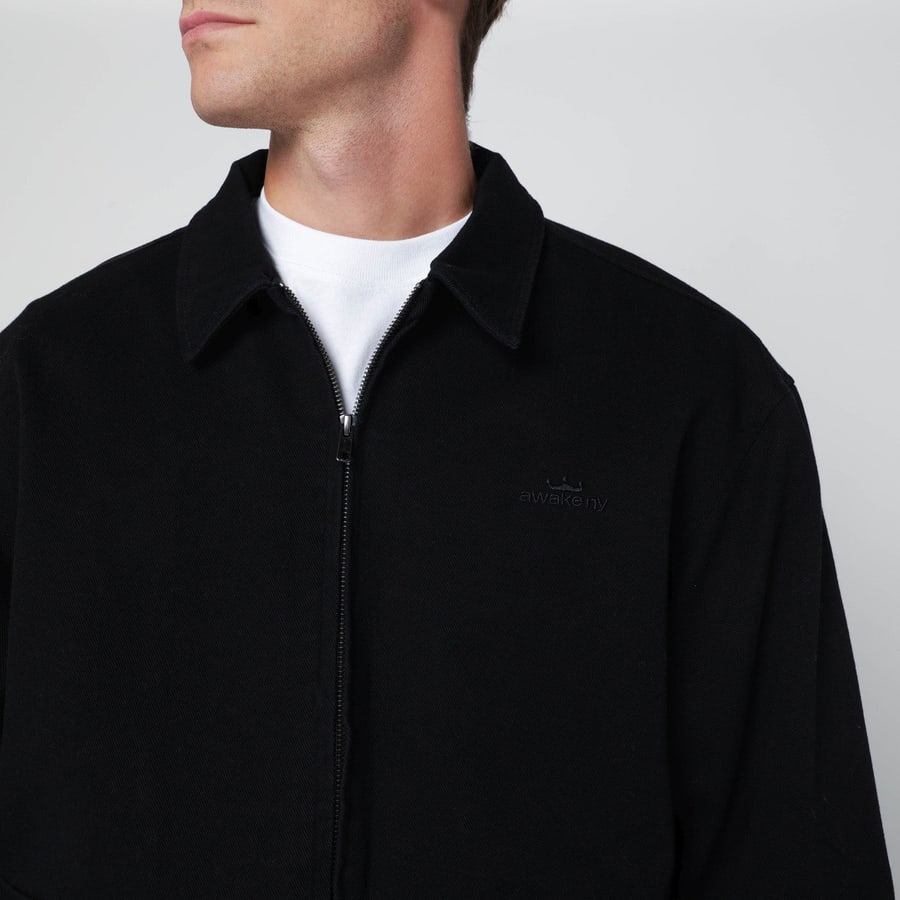 AWAKE NY Overshirt con zip e logo nera, view 4