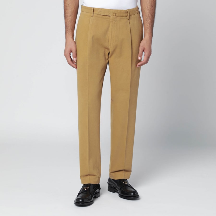 SANTANIELLO Pantalone color ocra in cotone e cashmere