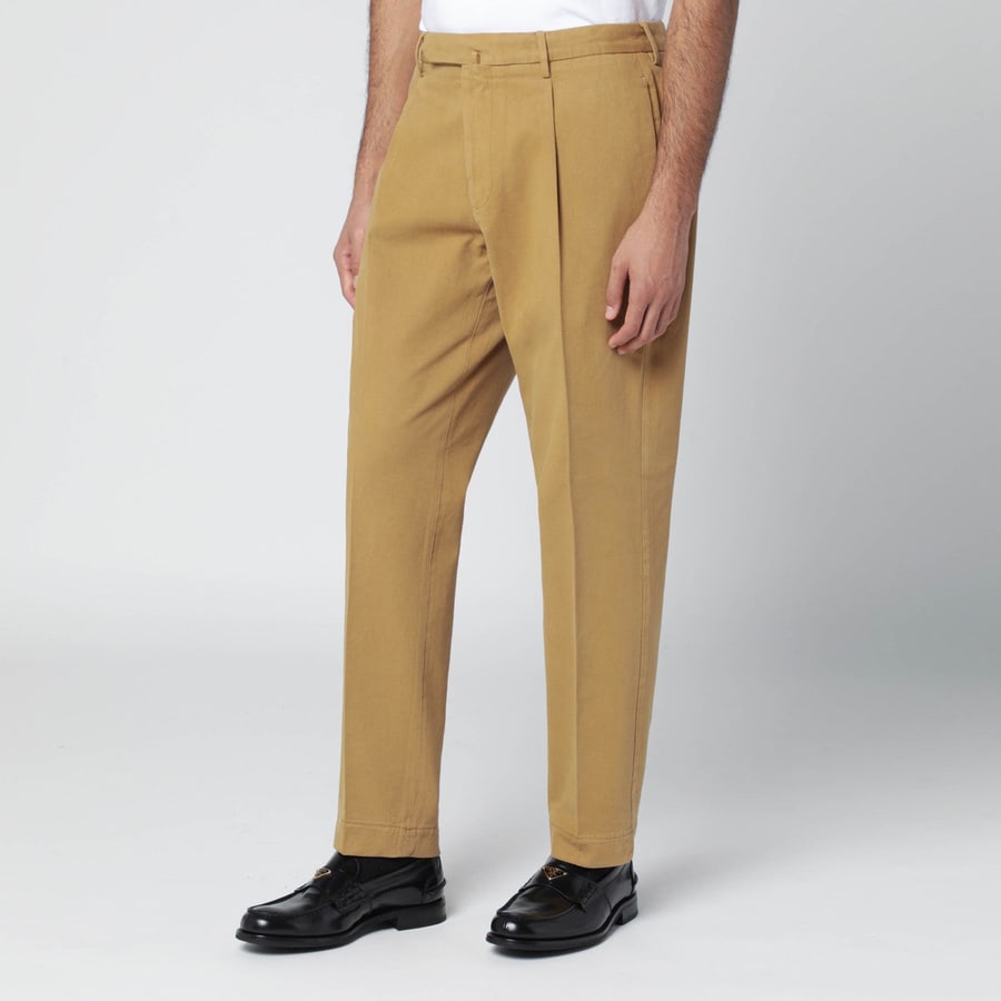 SANTANIELLO Pantalone color ocra in cotone e cashmere, view 3