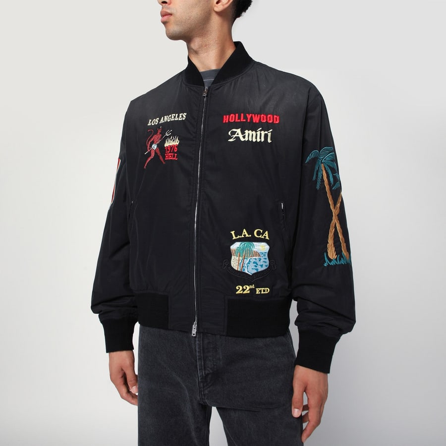 Amiri Bomber nero in cotone e nylon