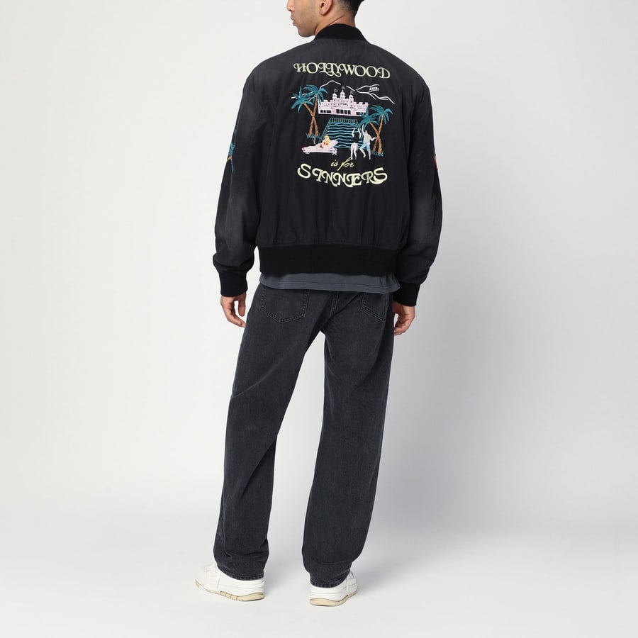 Amiri Bomber nero in cotone e nylon, view 2