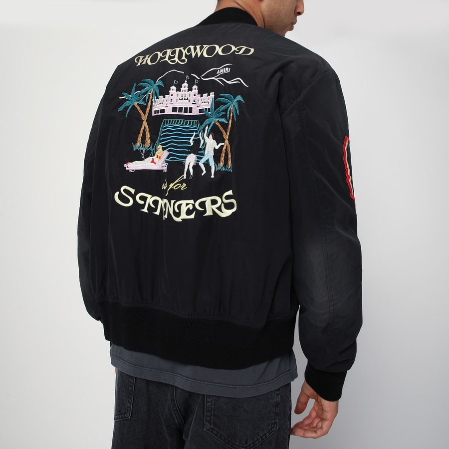Amiri Bomber nero in cotone e nylon, view 3