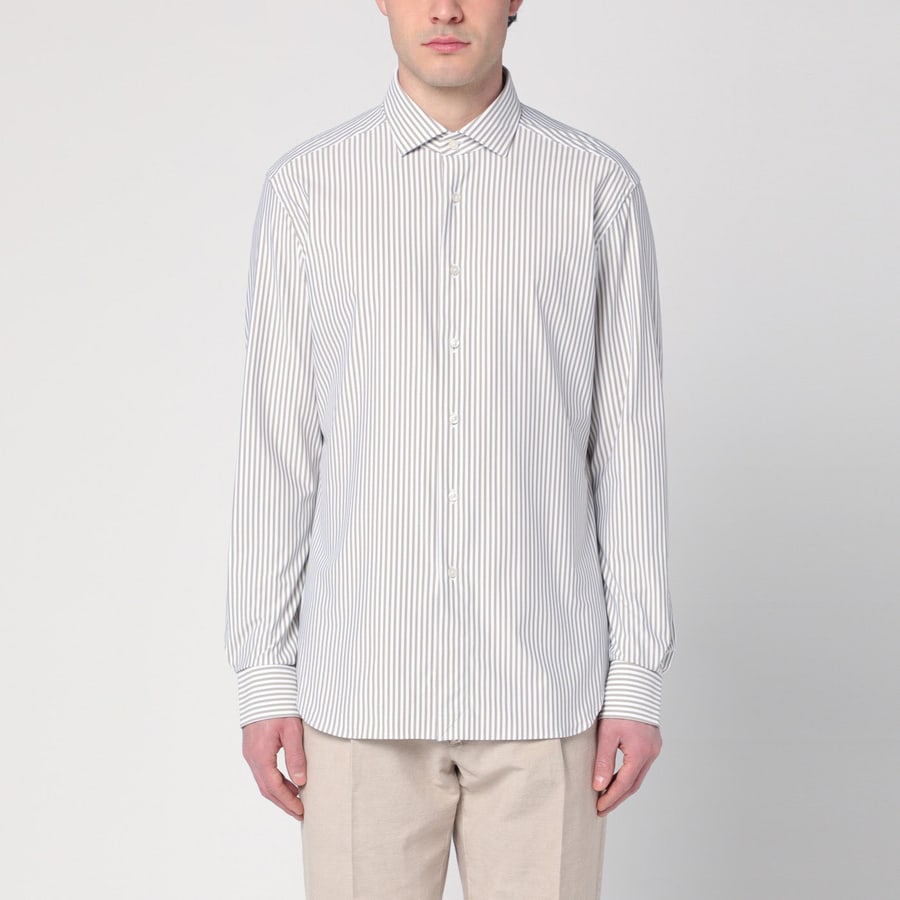 XACUS Camicia a righe bianca/beige
