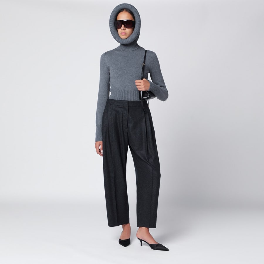 Alaïa Maglione con cappuccio grigio in lana, view 2