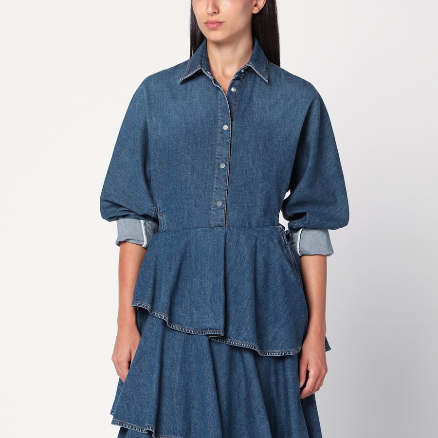 Alaïa Camicia arrotondata blu in denim