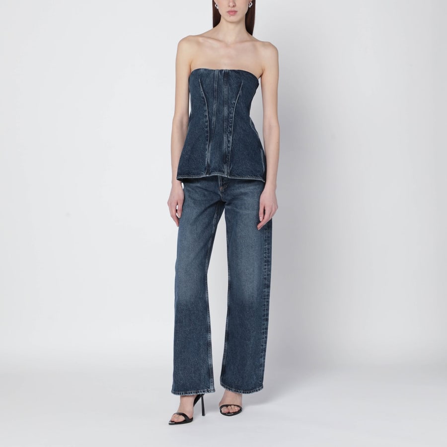 AGOLDE Corsetto Lara blu in denim, view 2