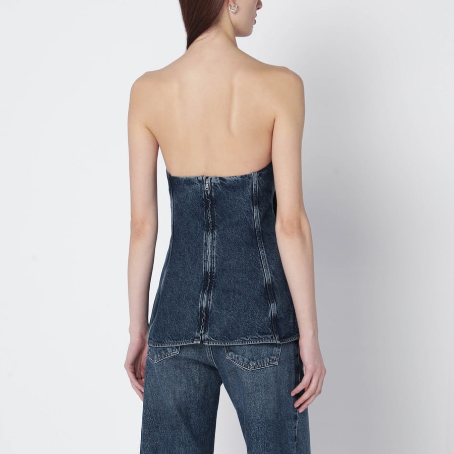 AGOLDE Corsetto Lara blu in denim, view 3