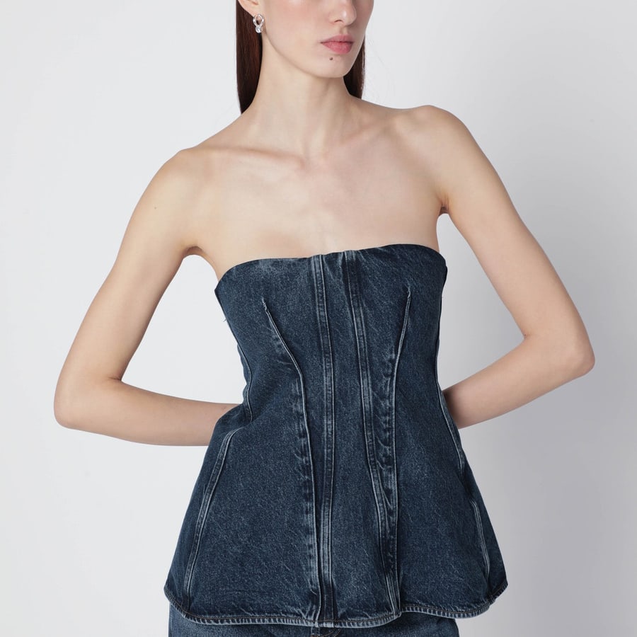 AGOLDE Corsetto Lara blu in denim, view 4