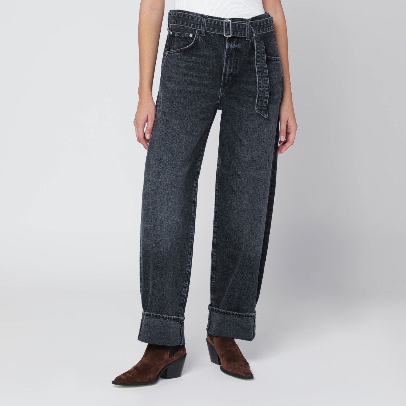 AGOLDE Jeans Cuffer Taper grigio effetto slavato