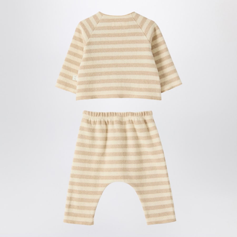 TEDDY & MINOU Completo due pezzi beige in maglia a righe, view 2