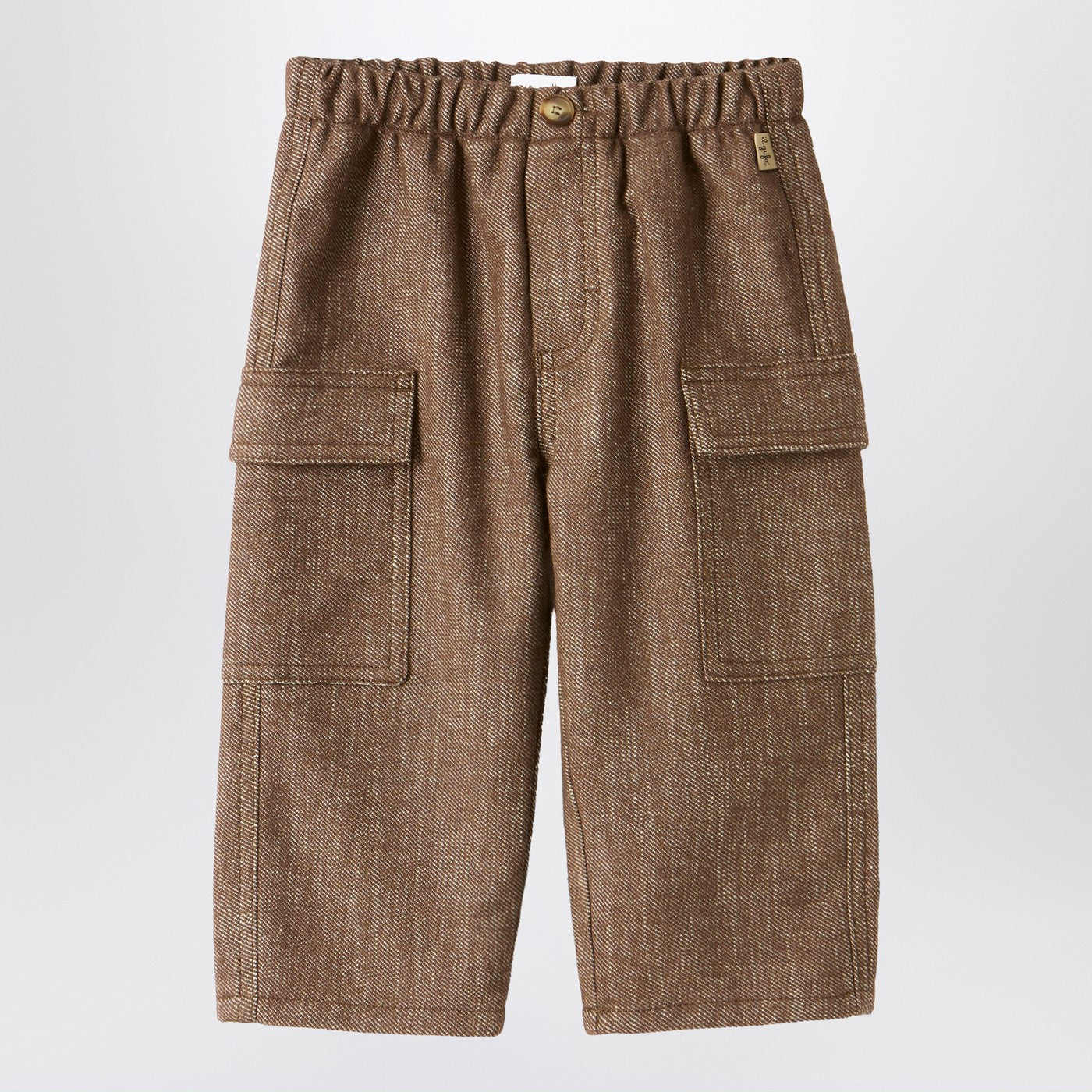 IL GUFO Pantalone cargo marrone in misto cotone