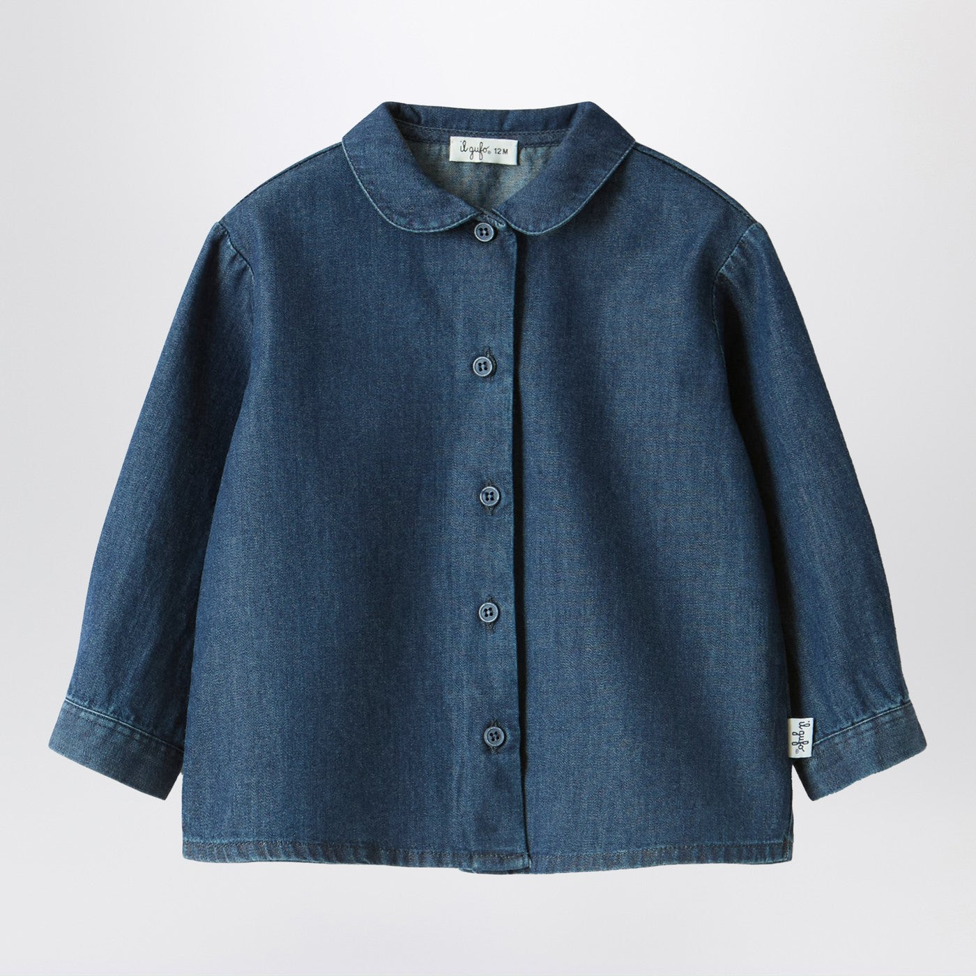 IL GUFO Camicia da neonata blu in denim
