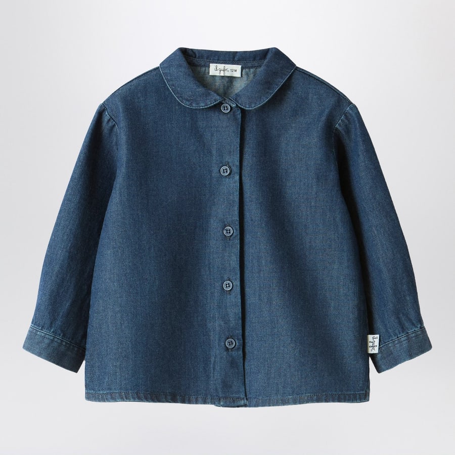 IL GUFO Camicia da neonata blu in denim