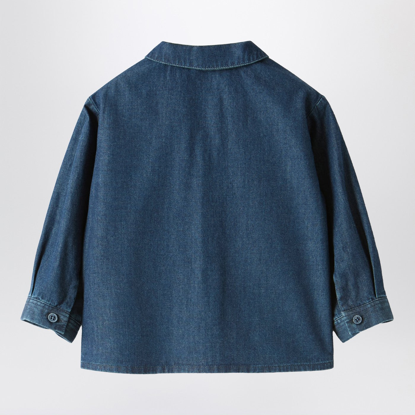 IL GUFO Camicia da neonata blu in denim, view 2