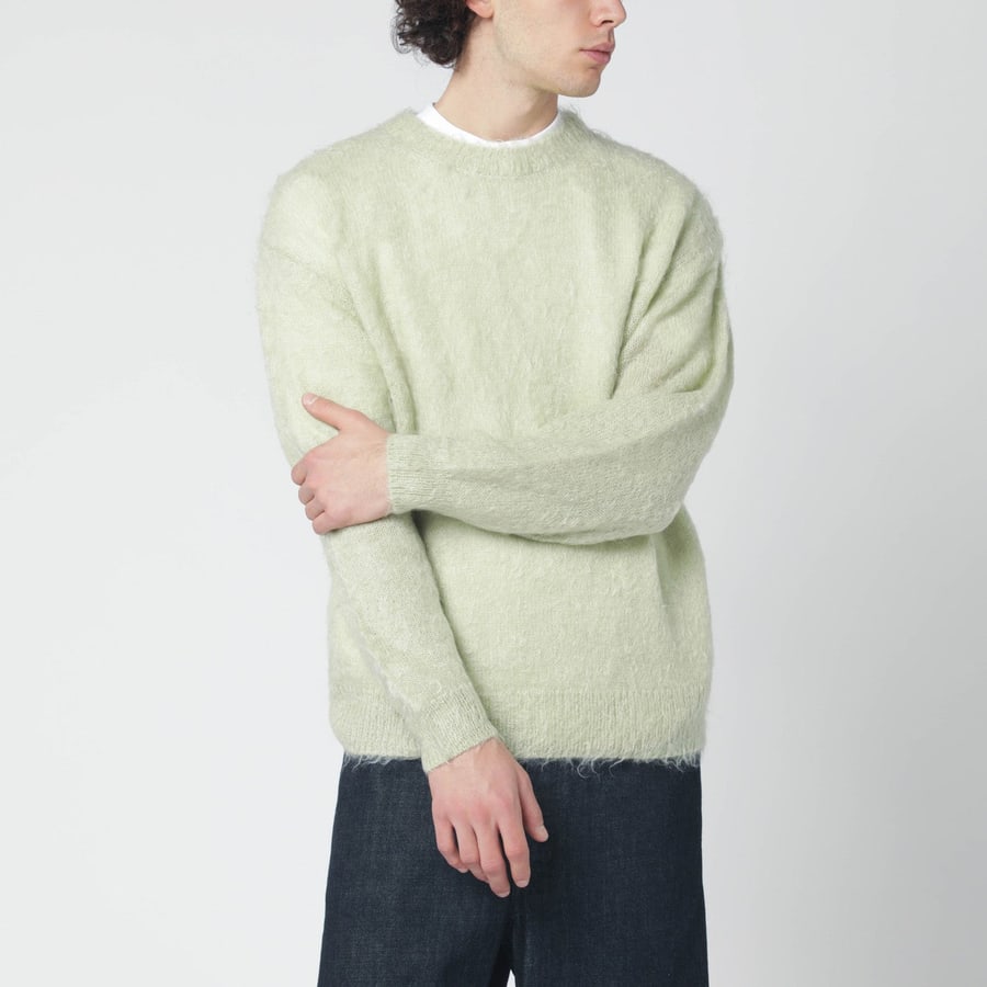 AURALEE Maglione verde chiaro in misto mohair spazzolato