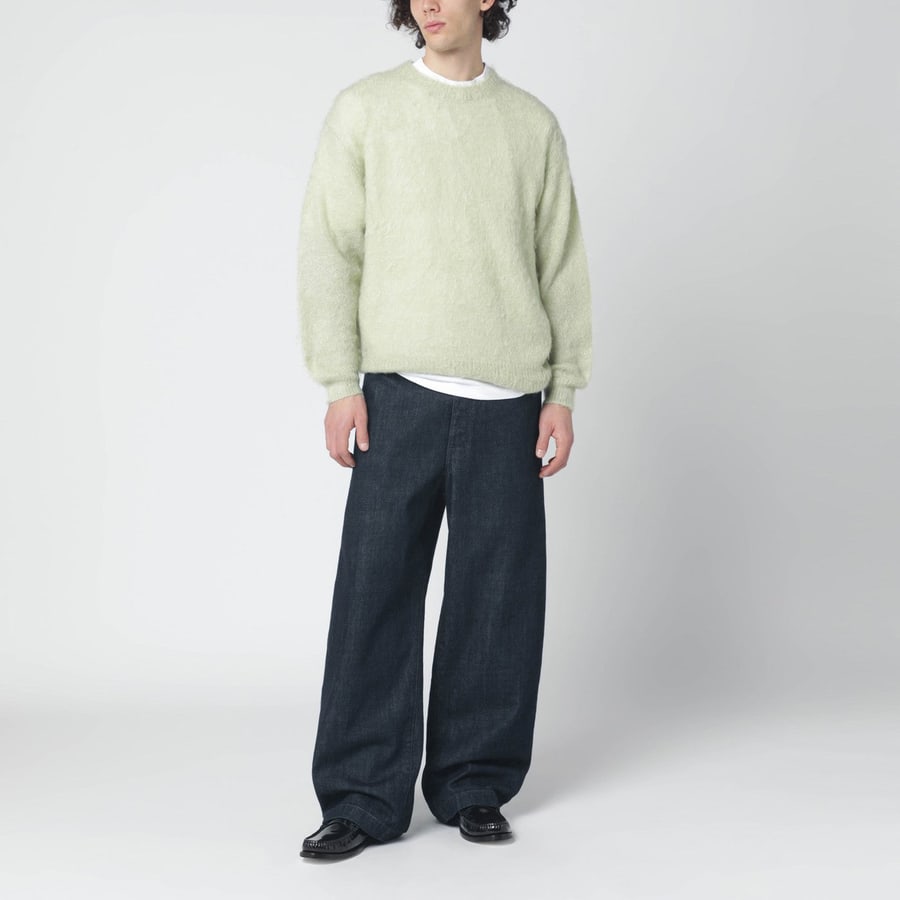 AURALEE Maglione verde chiaro in misto mohair spazzolato, view 2