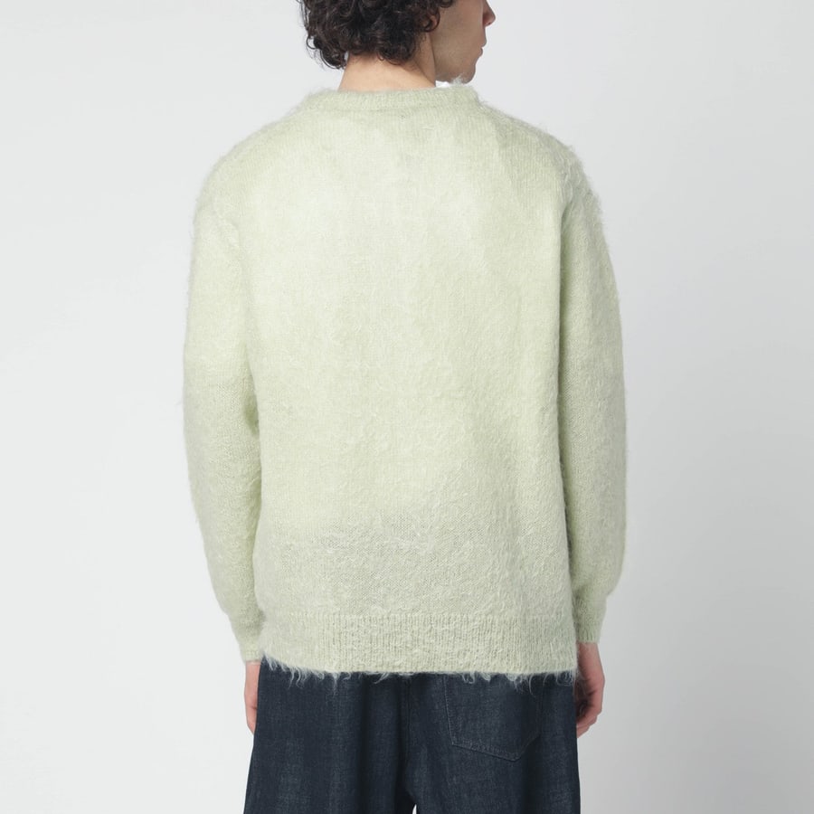 AURALEE Maglione verde chiaro in misto mohair spazzolato, view 3