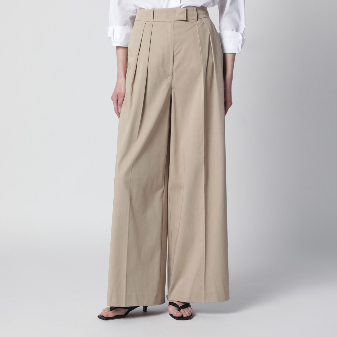 Anine Bing Pantalone Lou con pinces beige