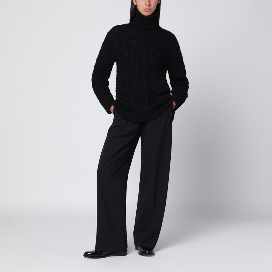 Moncler X Edward Enninful Maglione dolcevita nero in lana, view 2