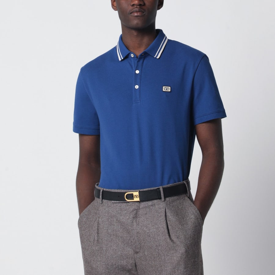 Valentino Garavani Polo blu con patch Vlogo
