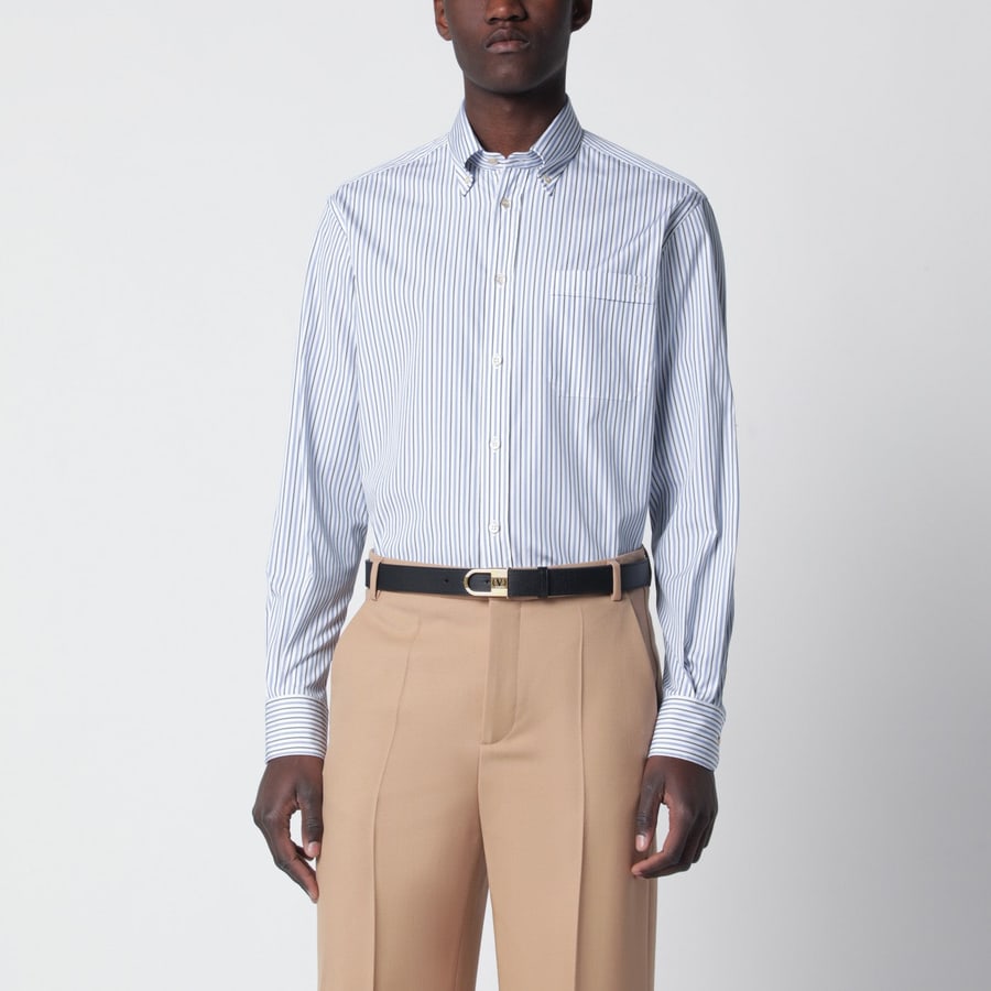 Valentino Garavani Camicia avorio a righe azzurre/blu