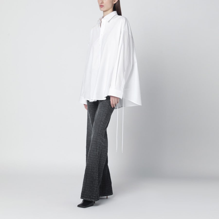 Balenciaga Camicia bianca in cotone con lacci, view 2