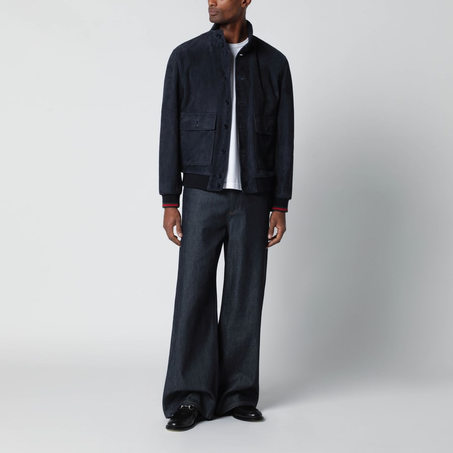 Gucci Giacca blu in pelle, view 2
