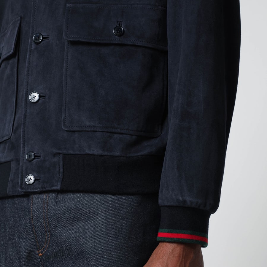 Gucci Giacca blu in pelle, view 4
