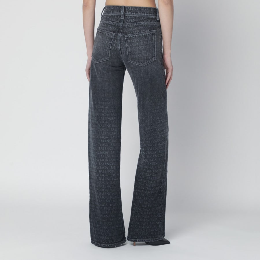 Balenciaga Jeans nero slavato con loghi jacquard, view 3