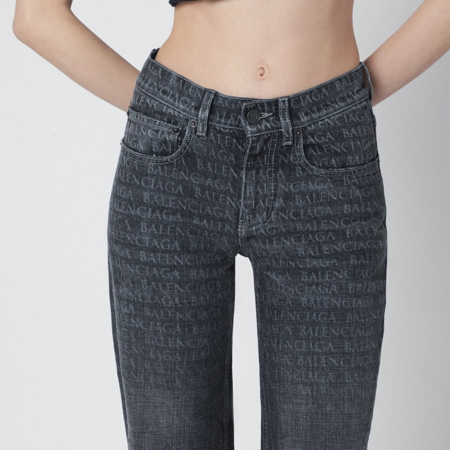 Balenciaga Jeans nero slavato con loghi jacquard, view 4