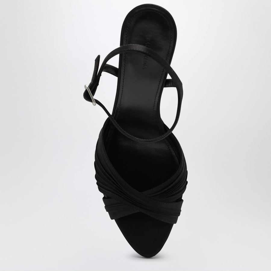 Balenciaga Sandali Dynastie neri in satin, view 3