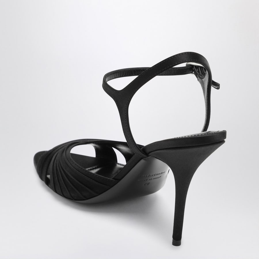 Balenciaga Sandali Dynastie neri in satin, view 4