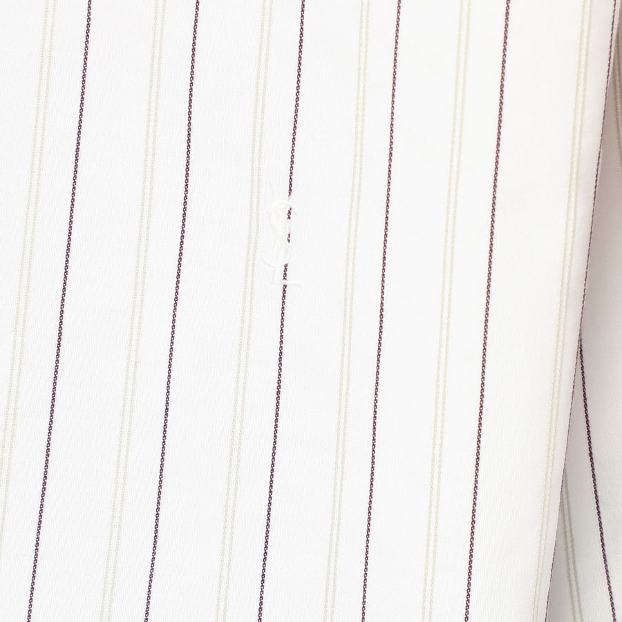Saint Laurent Camicia Cassandre bianca a righe in cotone, view 4