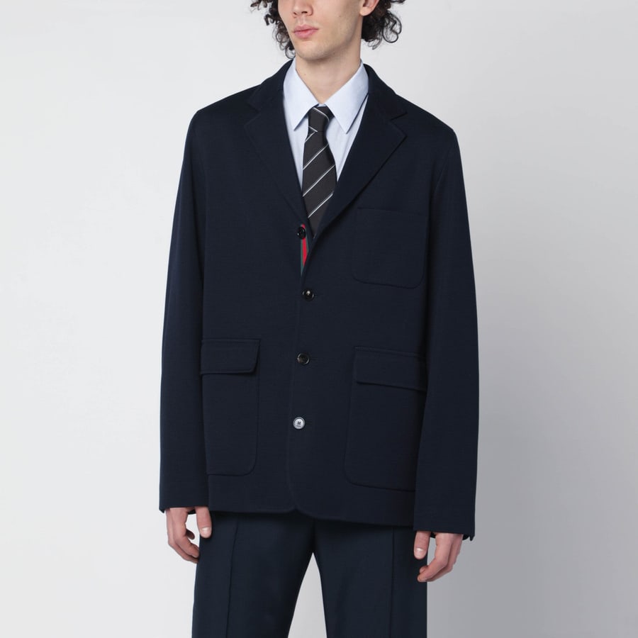 Gucci Giacca monopetto blu in jersey di cotone
