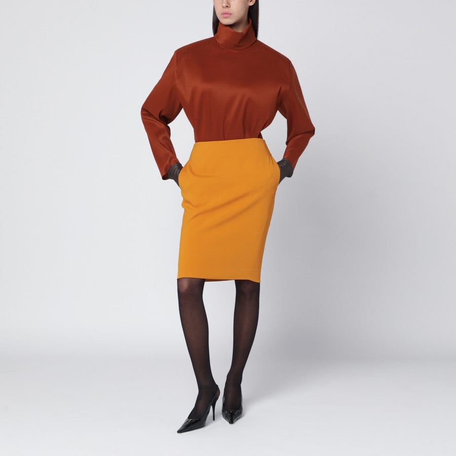 Saint Laurent Blusa color caramello in misto seta, view 2
