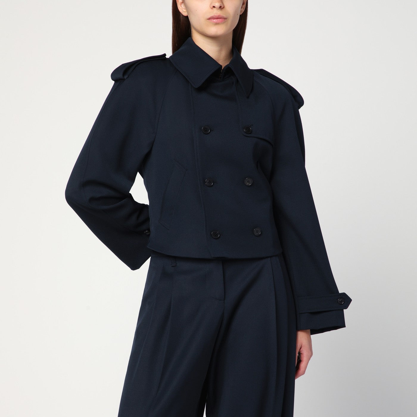 Alexander McQueen Giacca doppiopetto corta blu navy