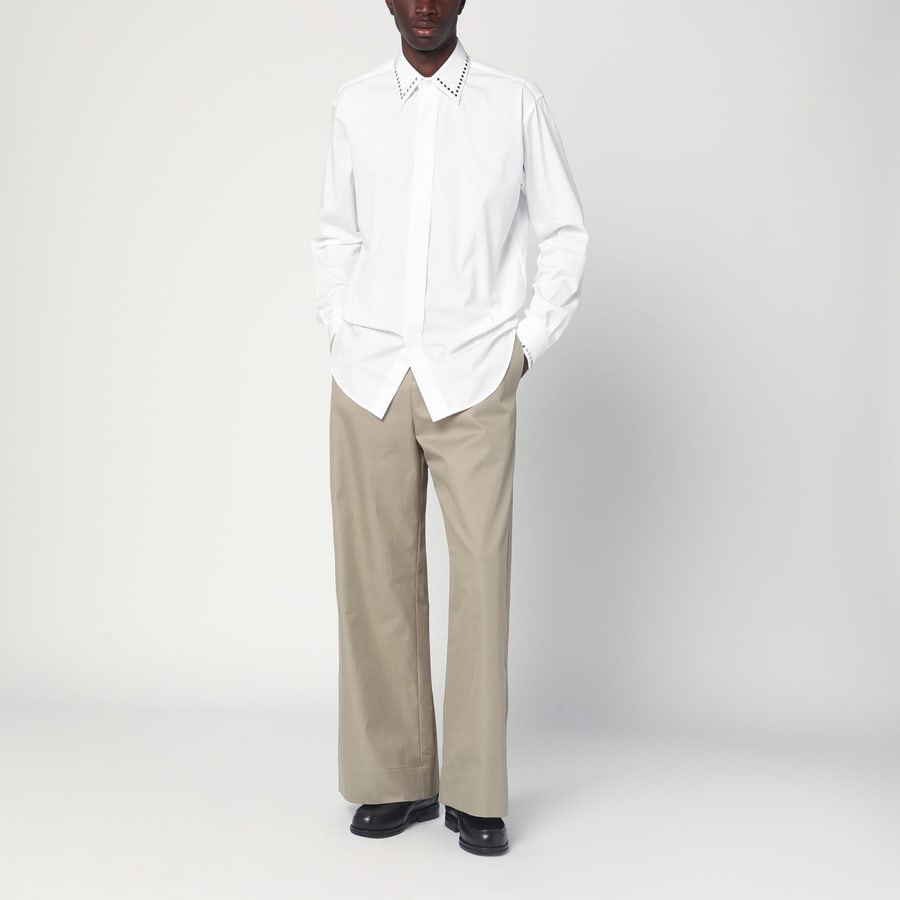 Alexander McQueen Camicia con borchie bianca in cotone, view 2