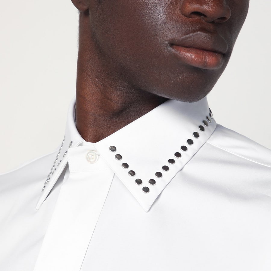 Alexander McQueen Camicia con borchie bianca in cotone, view 4