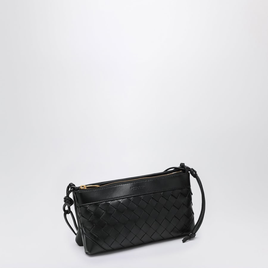 Bottega Veneta Borsa Double Patch nera in pelle e Intrecciato, view 3