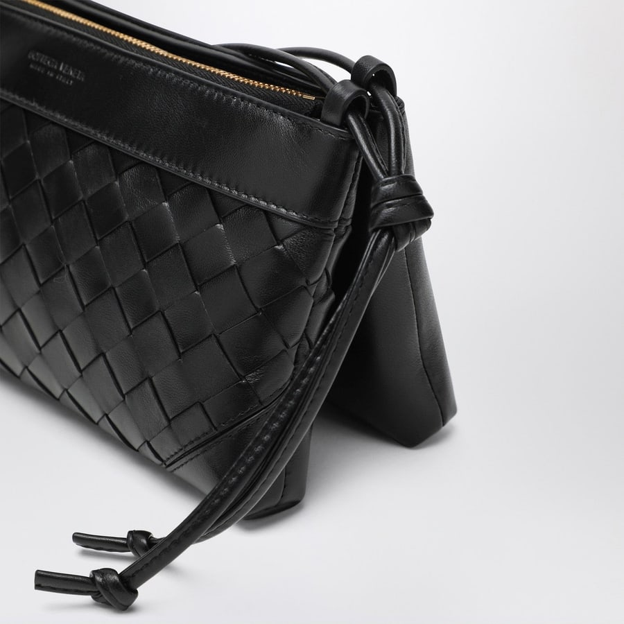 Bottega Veneta Borsa Double Patch nera in pelle e Intrecciato, view 6