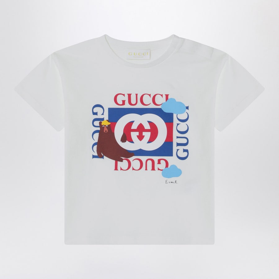Gucci T-shirt bianca con stampa logo