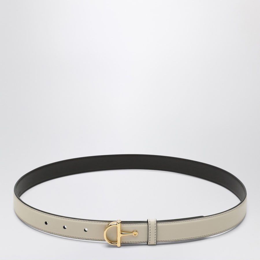 Gucci Cintura sottile avorio con fibbia mezzo Morsetto