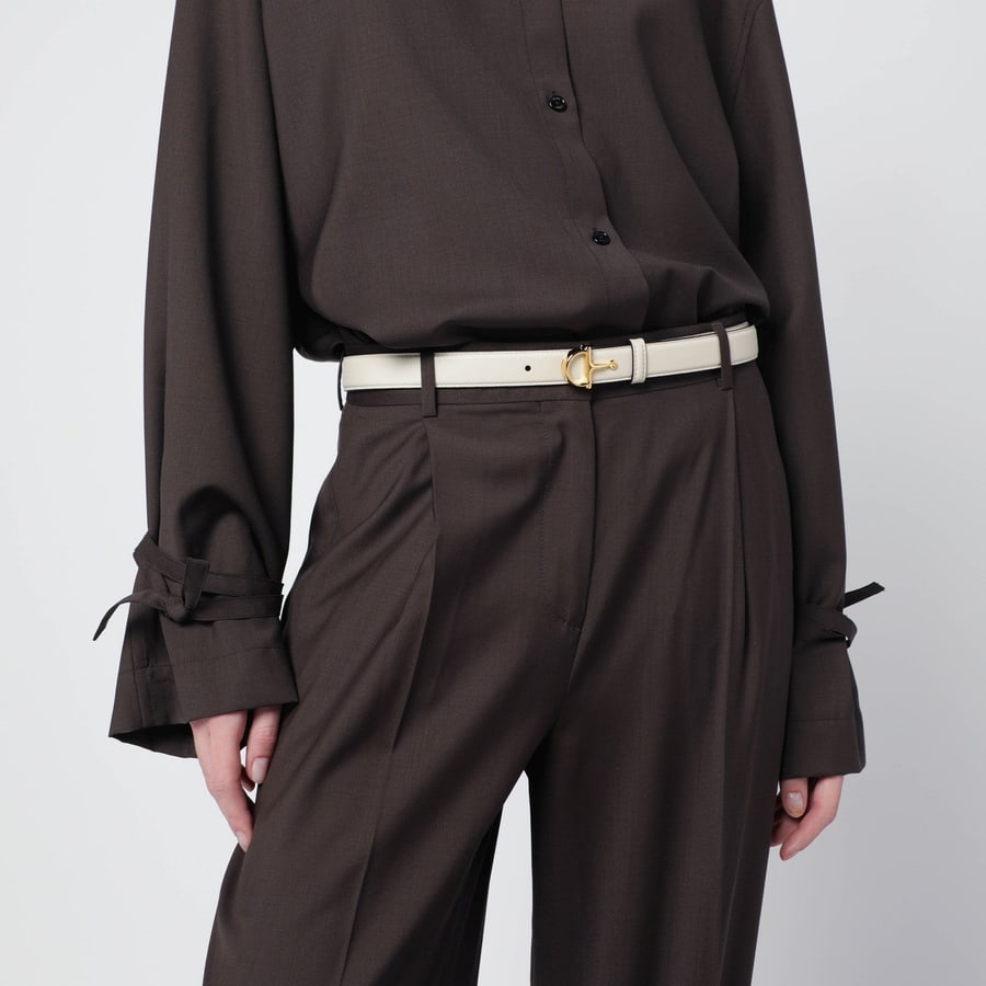 Gucci Cintura sottile avorio con fibbia mezzo Morsetto, view 2