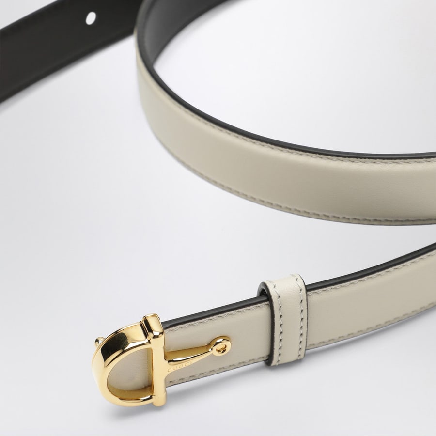 Gucci Cintura sottile avorio con fibbia mezzo Morsetto, view 3