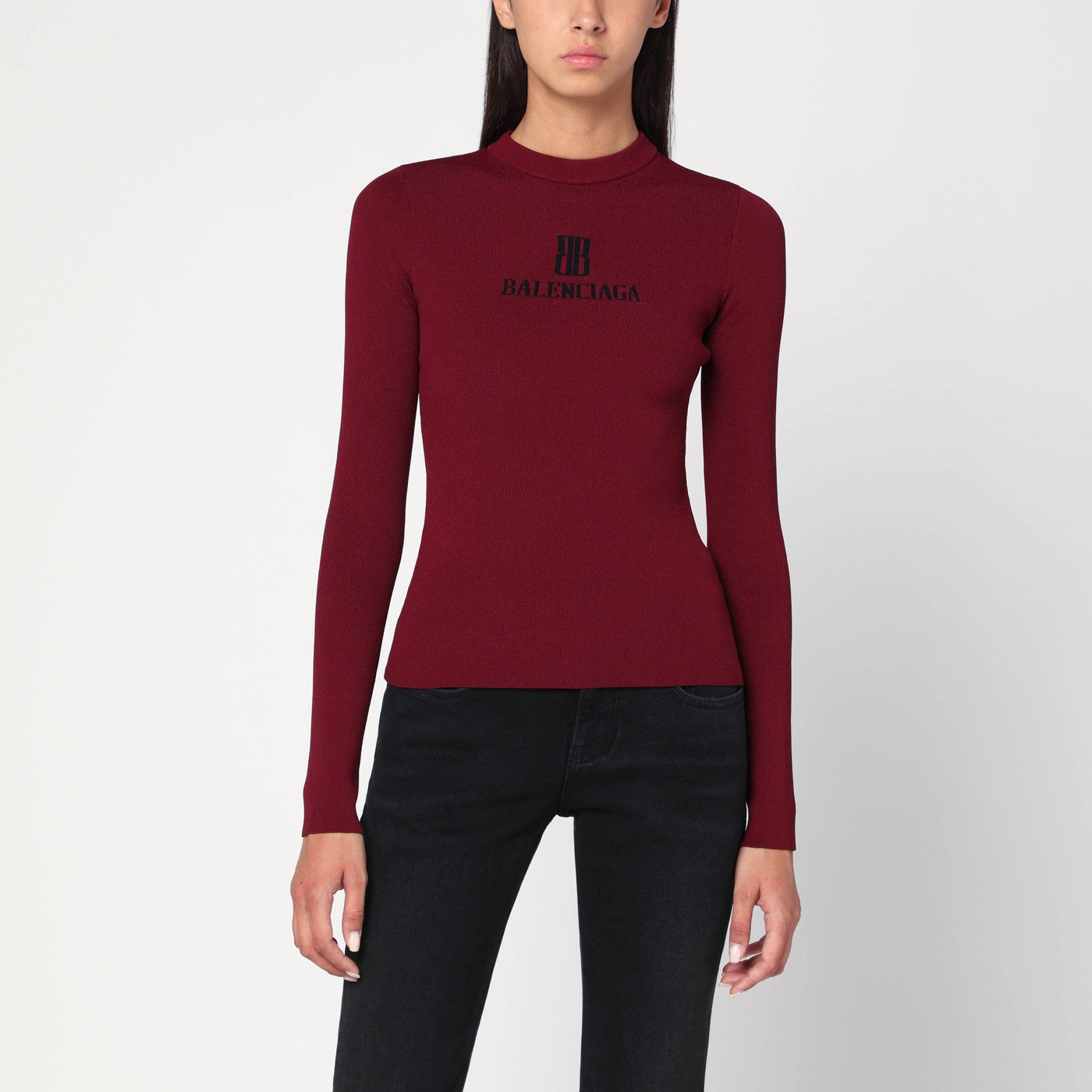 Balenciaga Maglia Nano BB burgundy a costine