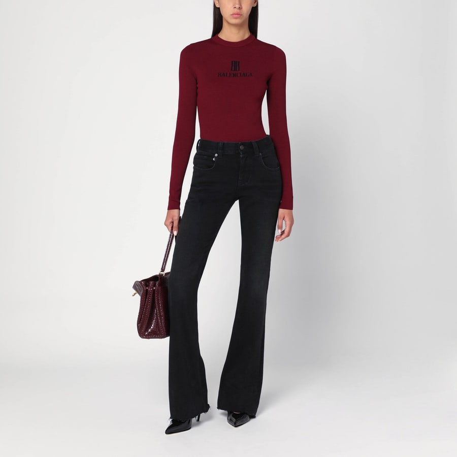 Balenciaga Maglia Nano BB burgundy a costine, view 2
