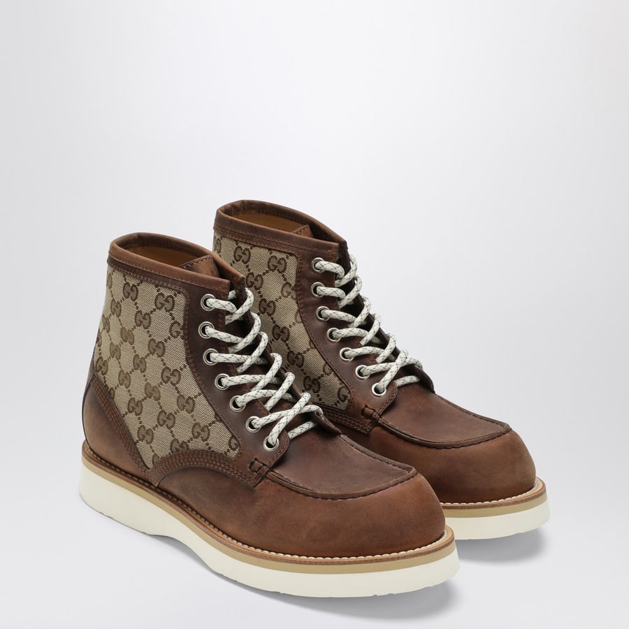 Gucci Stivaletto stringato con inserto GG, view 2