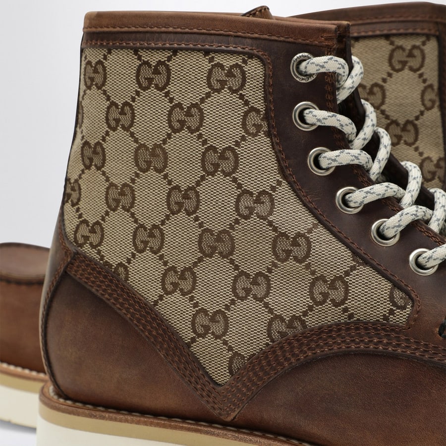 Gucci Stivaletto stringato con inserto GG, view 5