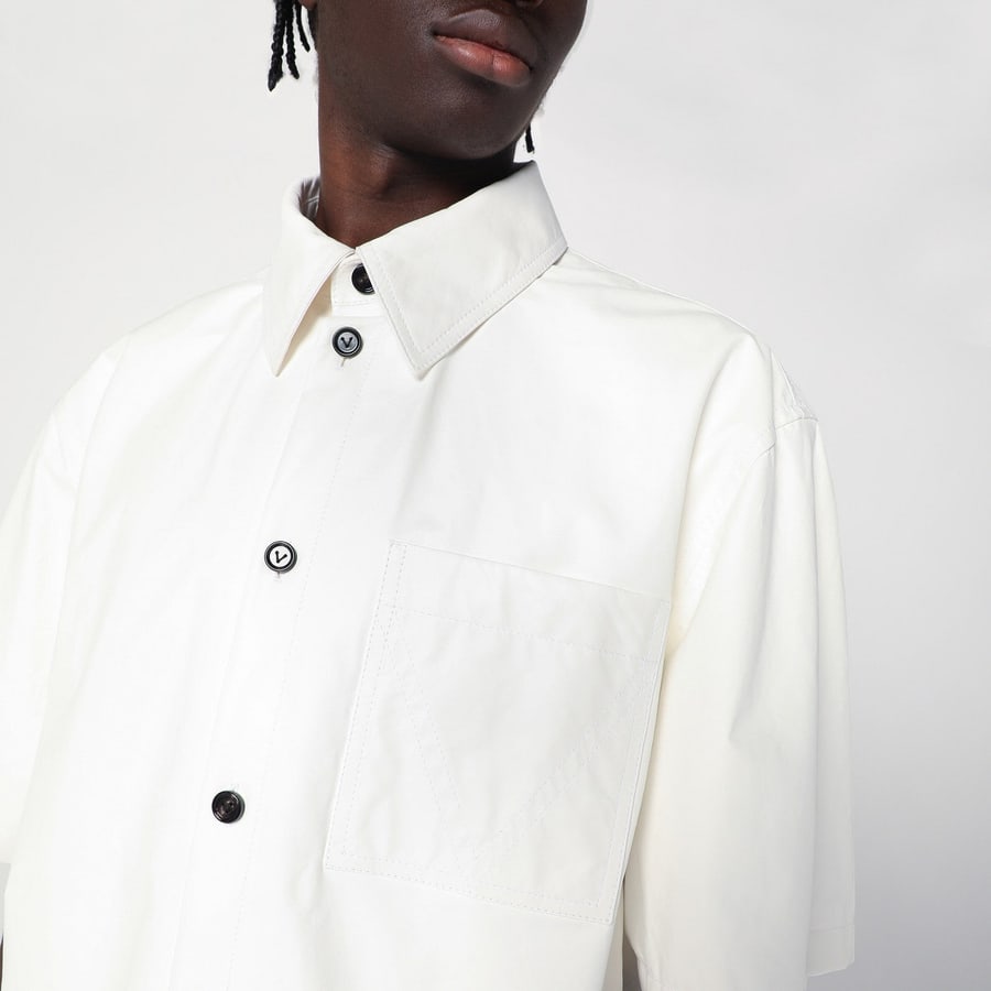 Bottega Veneta Camicia in pelle bianca, view 4